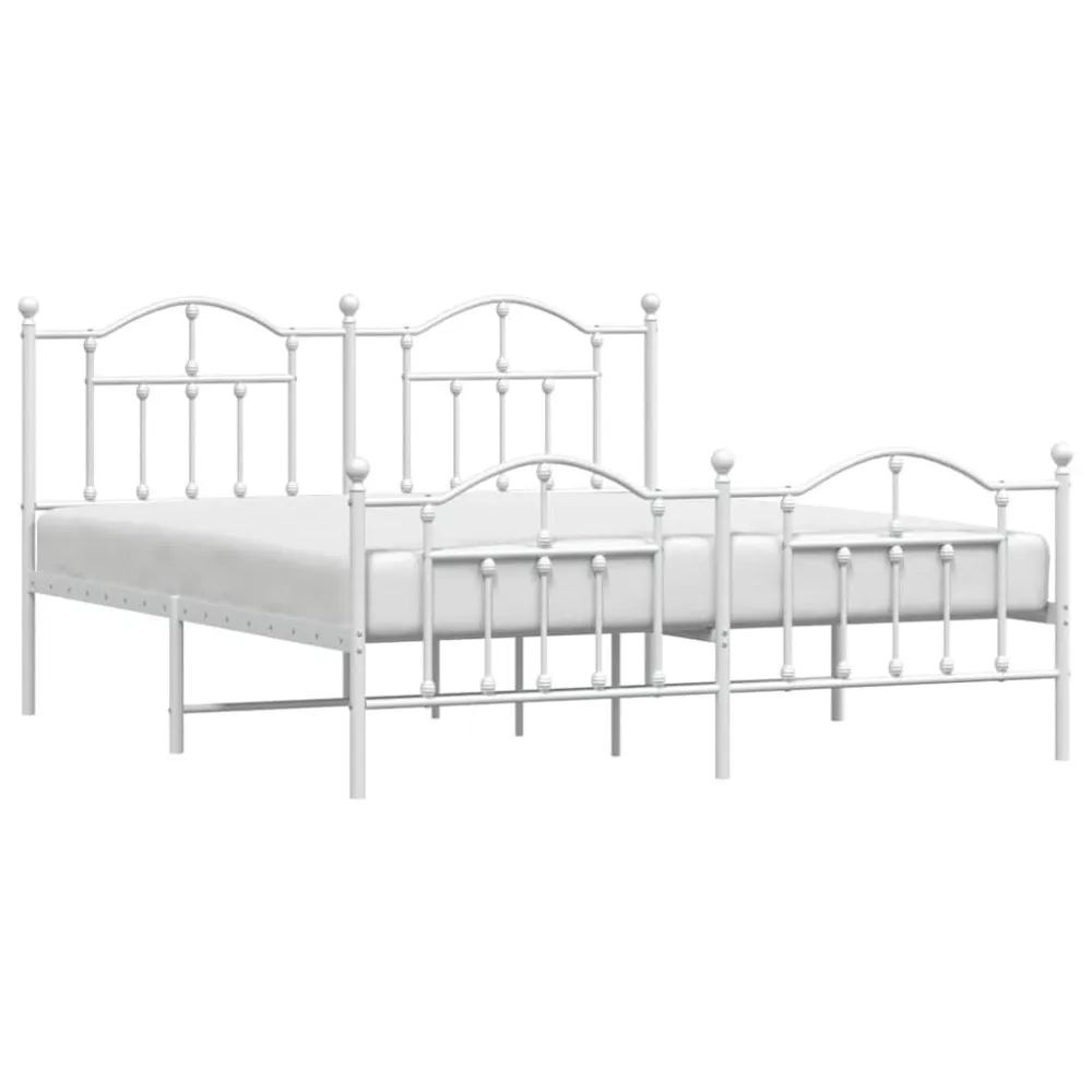 Bedframe met hoofd- en voeteneinde metaal wit 160x200 cm