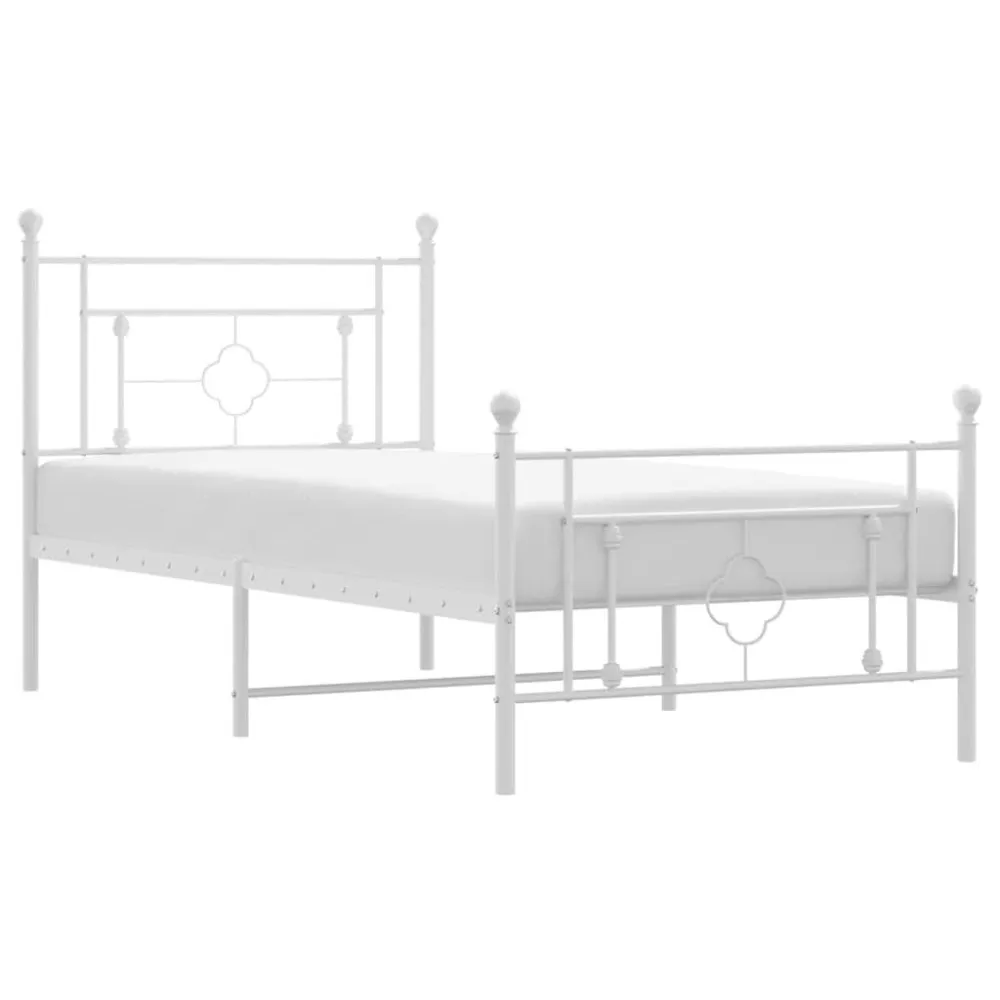 Bedframe met hoofd- en voeteneinde metaal wit 100x200 cm