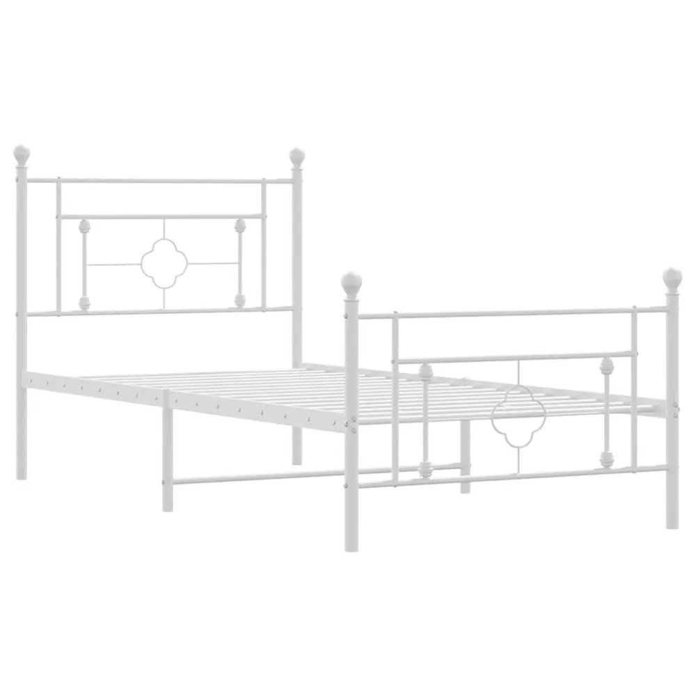 Bedframe met hoofd- en voeteneinde metaal wit 100x200 cm