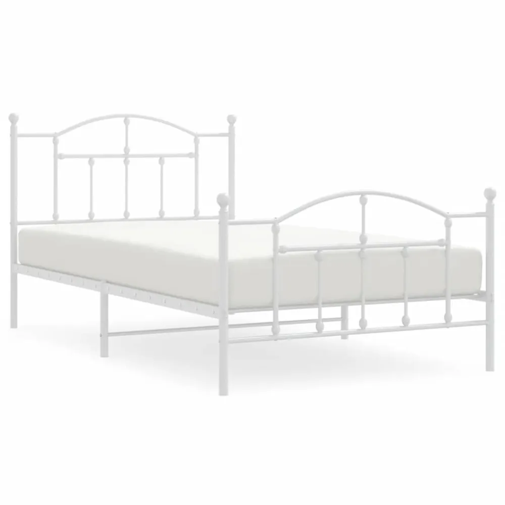 Bedframe met hoofd- en voeteneinde metaal wit 100x200 cm