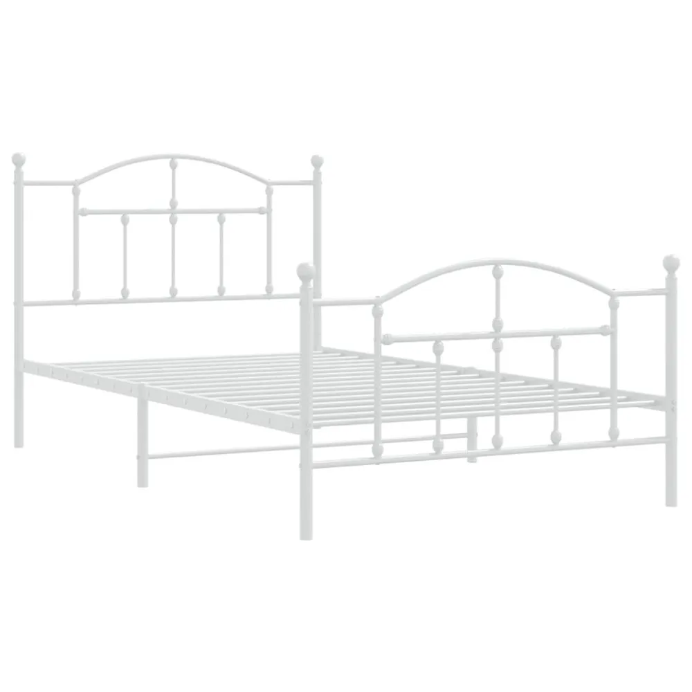 Bedframe met hoofd- en voeteneinde metaal wit 100x200 cm