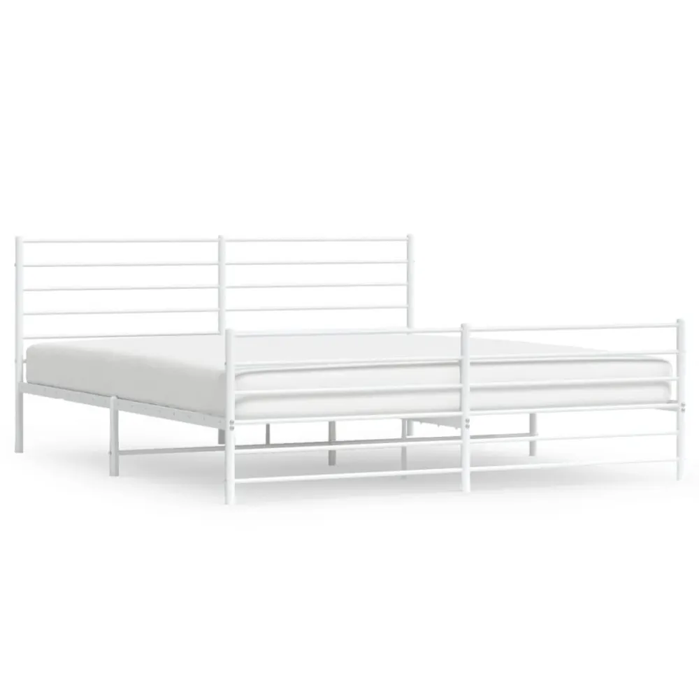 Bedframe met hoofd- en voeteneinde metaal wit 200x200 cm