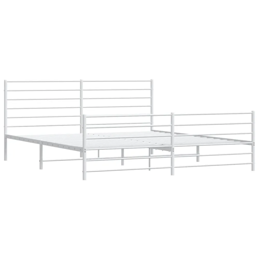 Bedframe met hoofd- en voeteneinde metaal wit 200x200 cm
