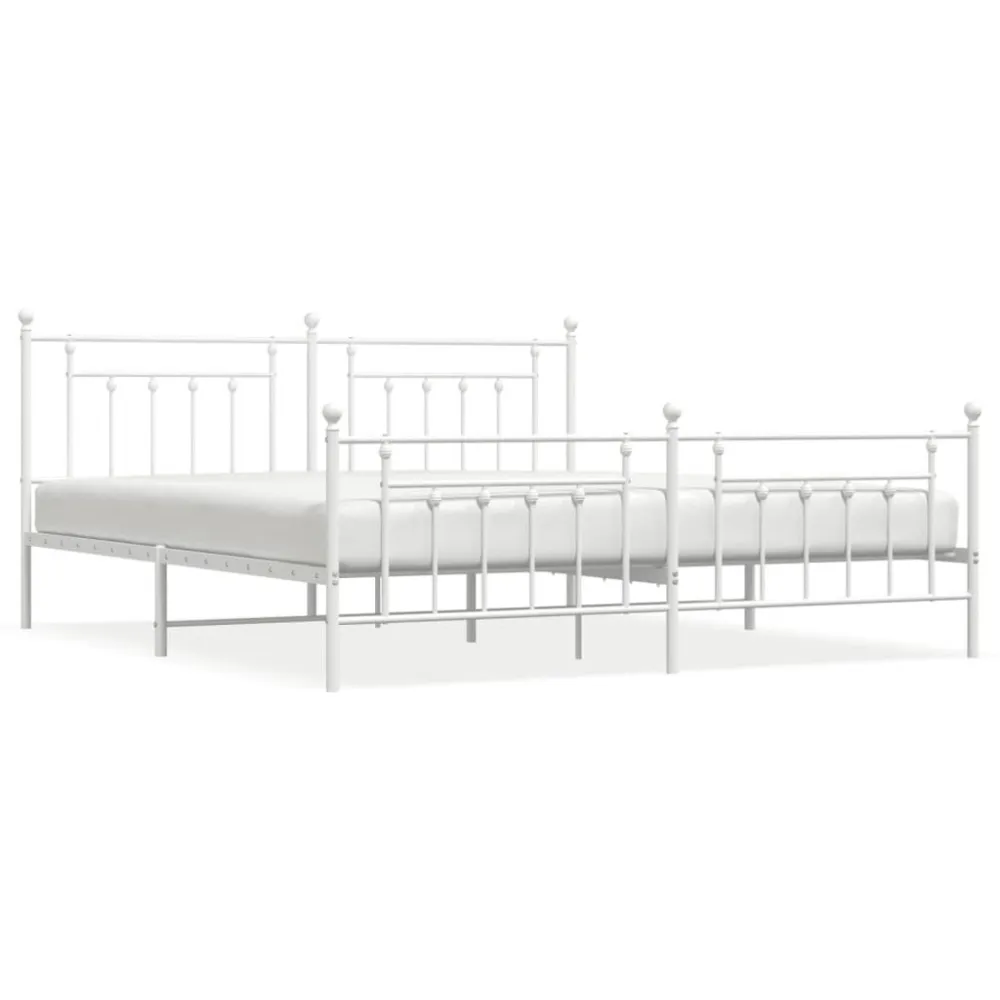 Bedframe met hoofd- en voeteneinde metaal wit 200x200 cm