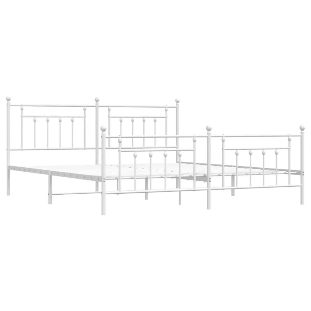 Bedframe met hoofd- en voeteneinde metaal wit 200x200 cm