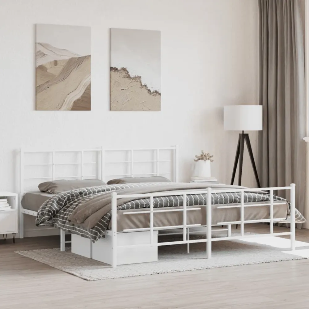 Bedframe met hoofd- en voeteneinde metaal wit 180x200 cm