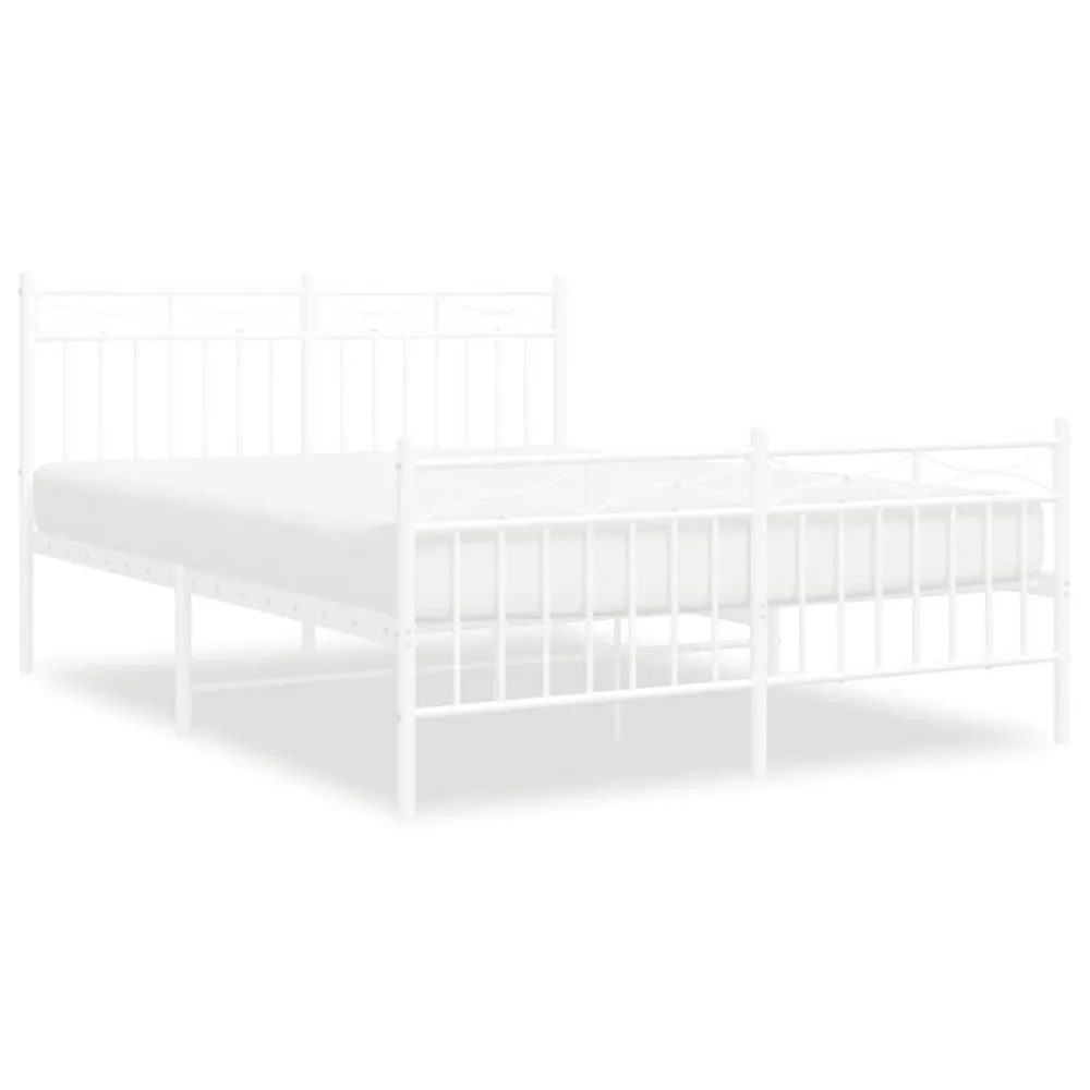 Bedframe met hoofd- en voeteneinde metaal wit 135x190 cm