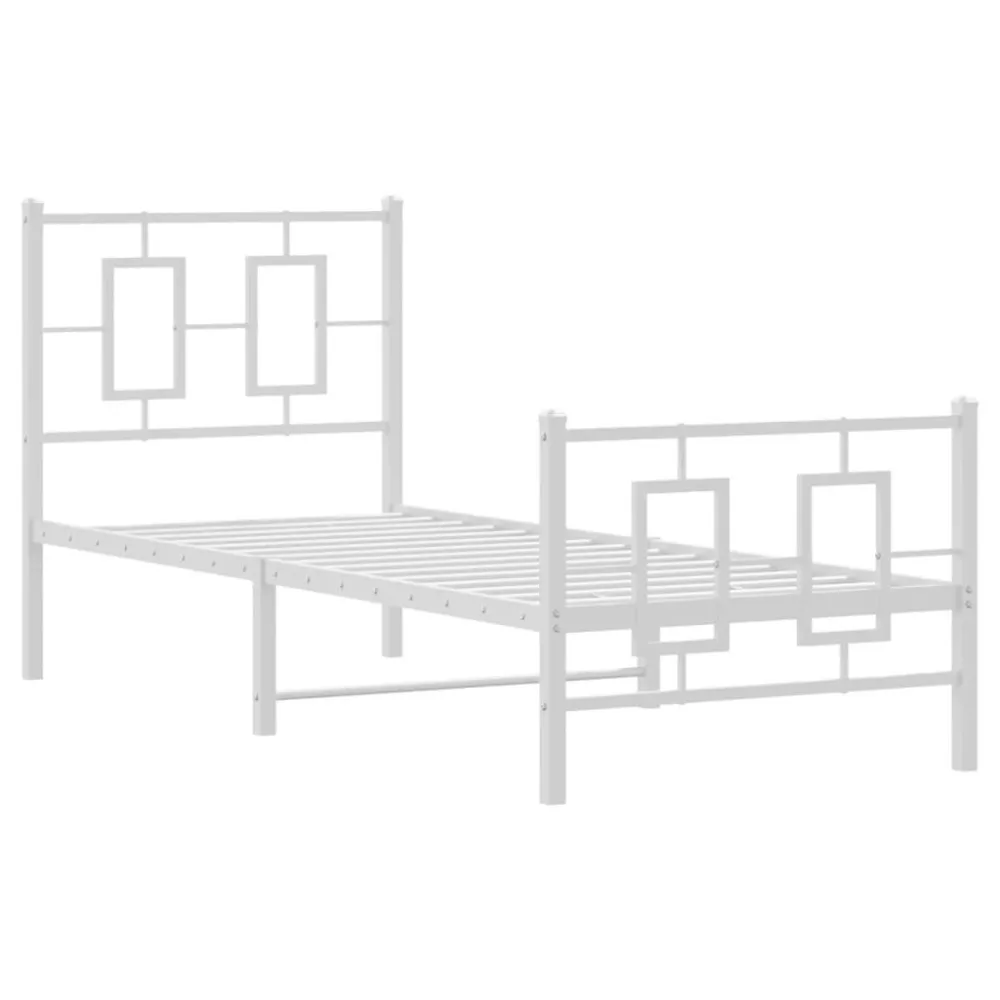 Bedframe met hoofd- en voeteneinde metaal wit 75x190 cm
