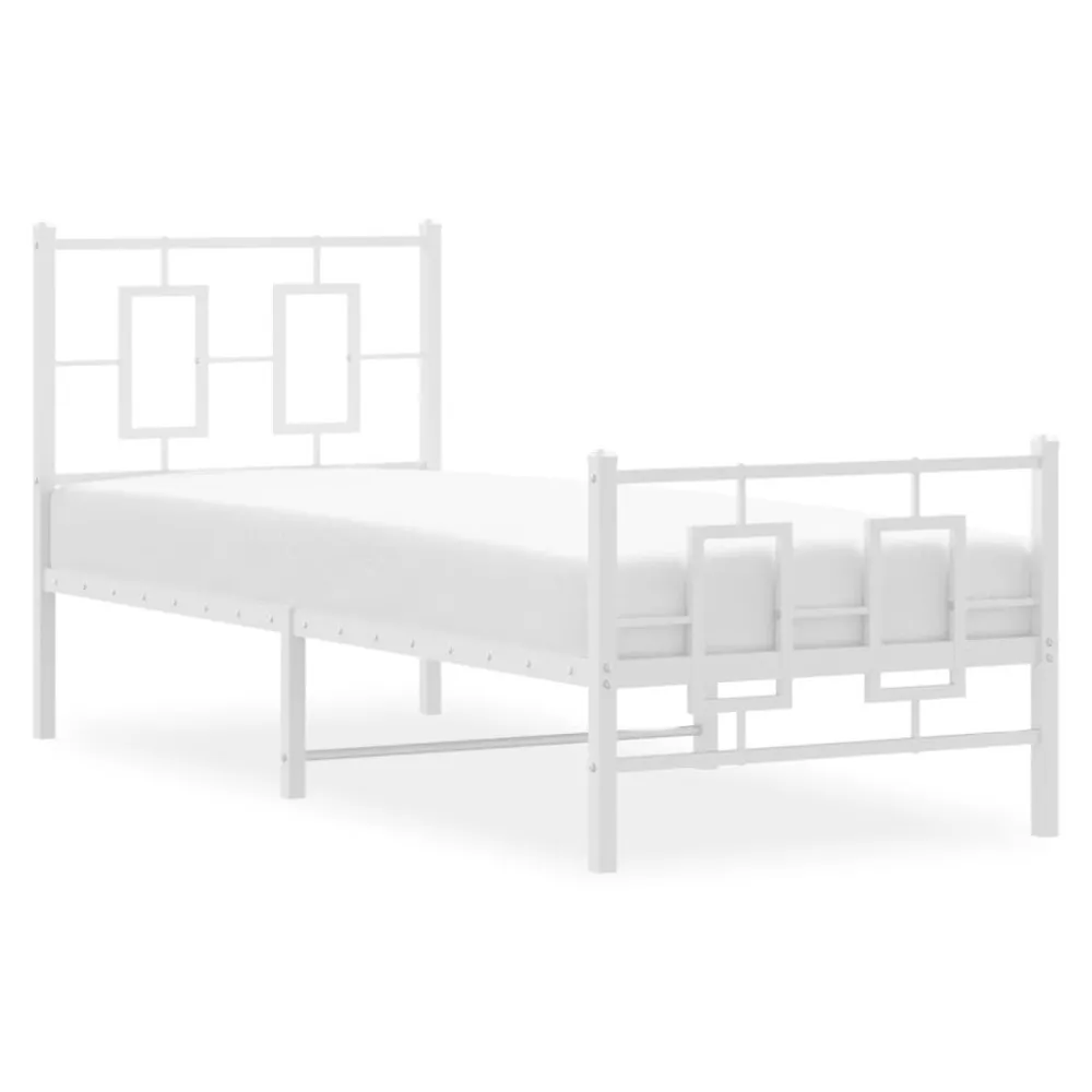 Bedframe met hoofd- en voeteneinde metaal wit 75x190 cm