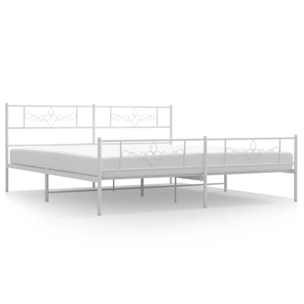 Bedframe met hoofd- en voeteneinde metaal wit 200x200 cm