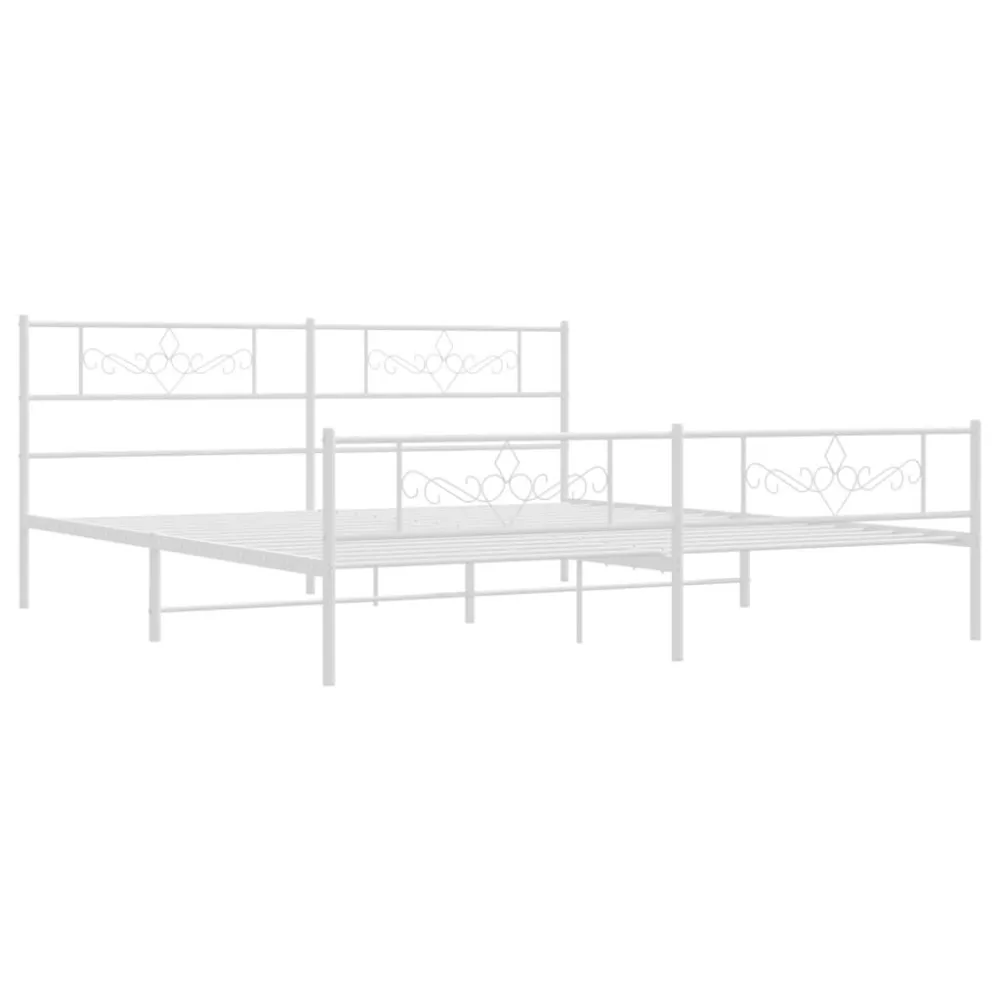 Bedframe met hoofd- en voeteneinde metaal wit 200x200 cm