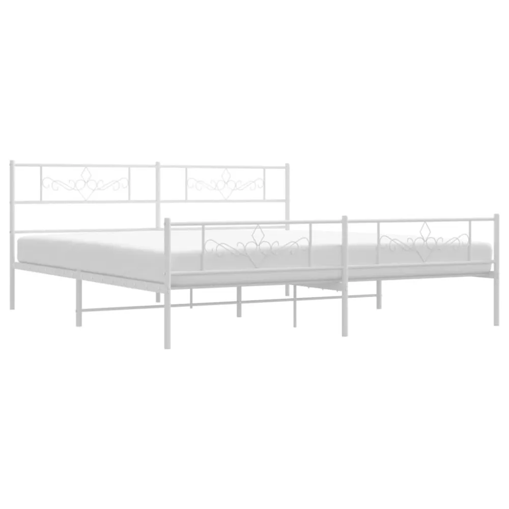 Bedframe met hoofd- en voeteneinde metaal wit 200x200 cm