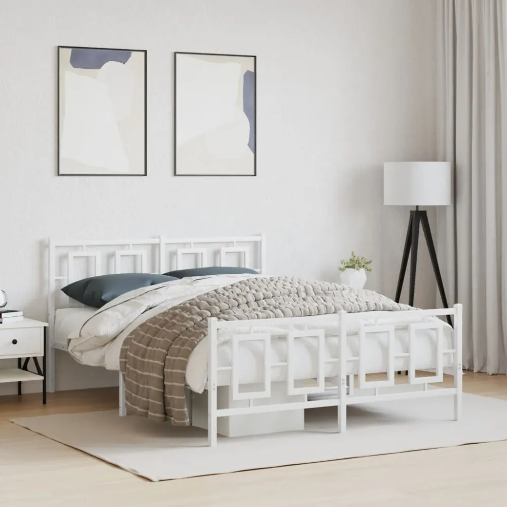 Bedframe met hoofd- en voeteneinde metaal wit 140x200 cm