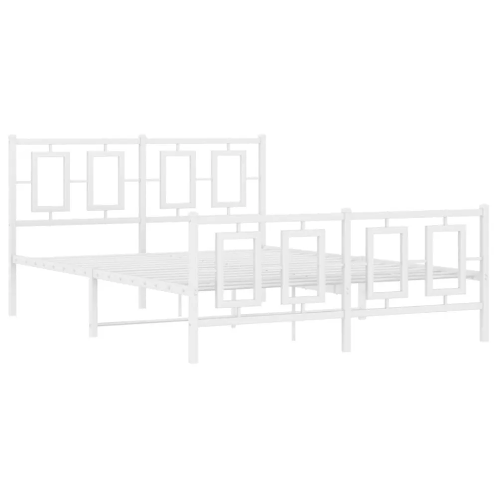 Bedframe met hoofd- en voeteneinde metaal wit 140x200 cm