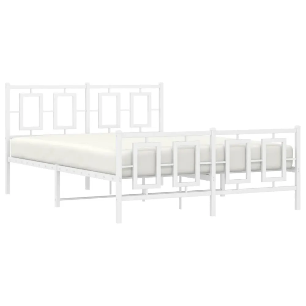 Bedframe met hoofd- en voeteneinde metaal wit 140x200 cm