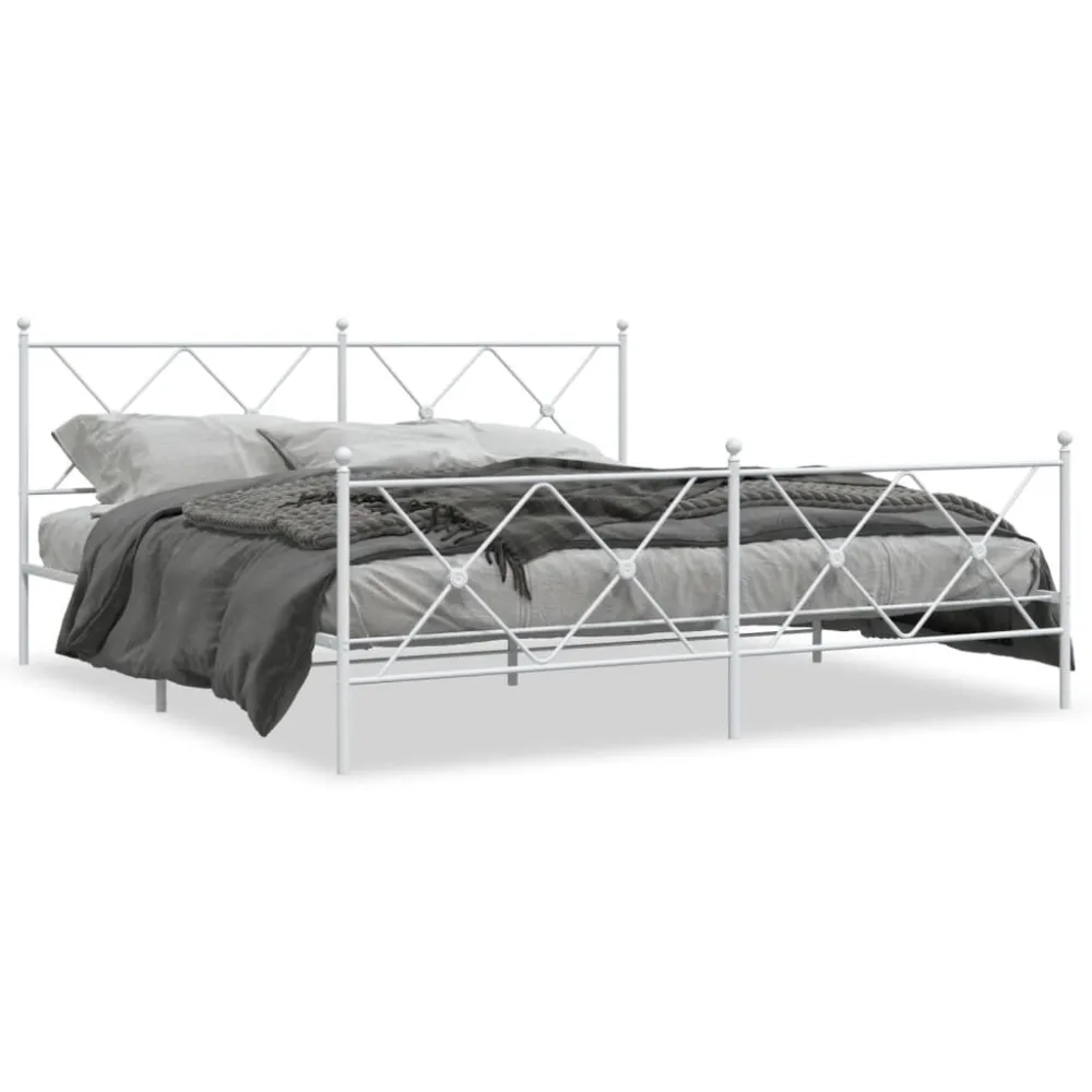 Bedframe met hoofd- en voeteneinde metaal wit 180x200 cm