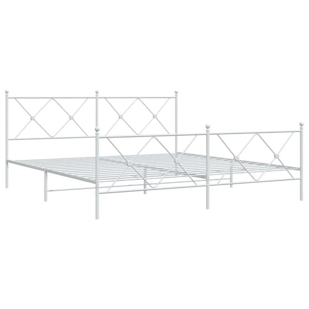 Bedframe met hoofd- en voeteneinde metaal wit 180x200 cm