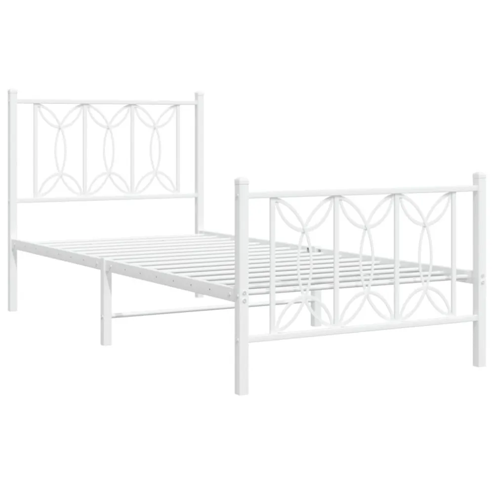 Bedframe met hoofd- en voeteneinde metaal wit 75x190 cm