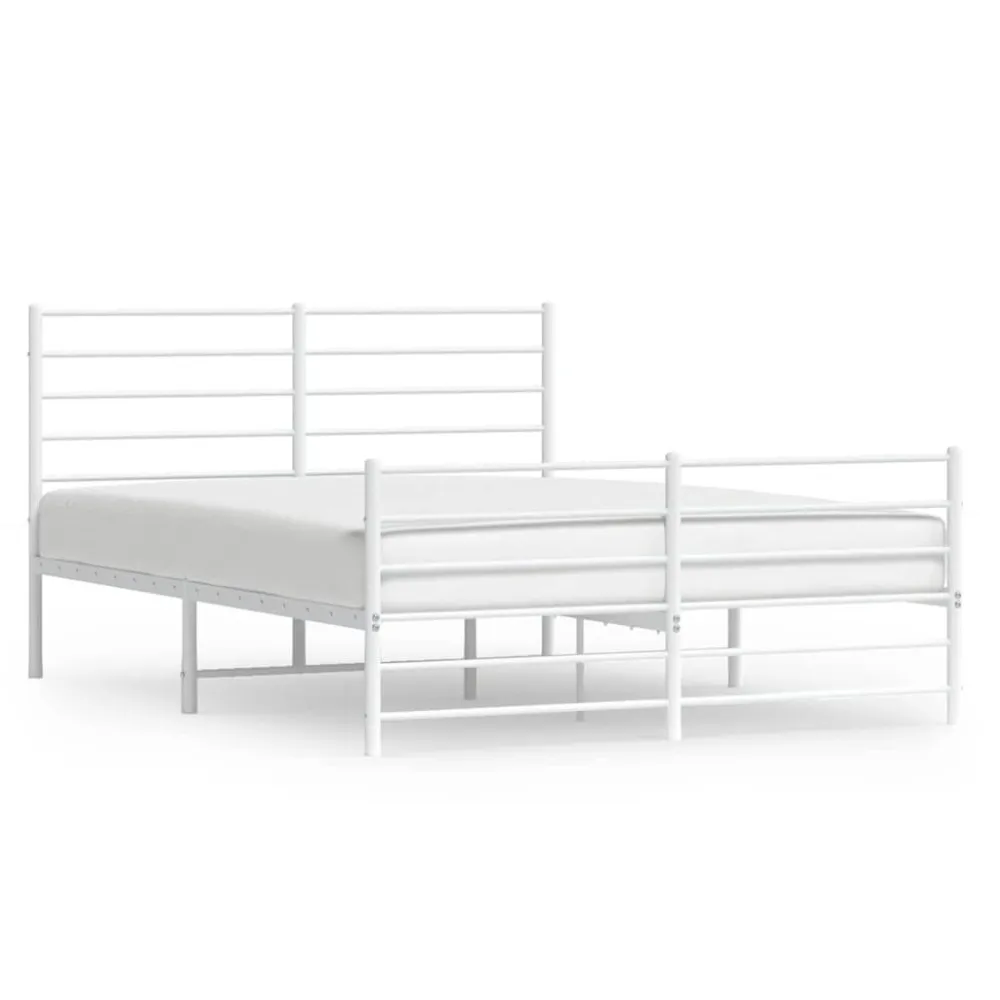 Bedframe met hoofd- en voeteneinde metaal wit 140x200 cm