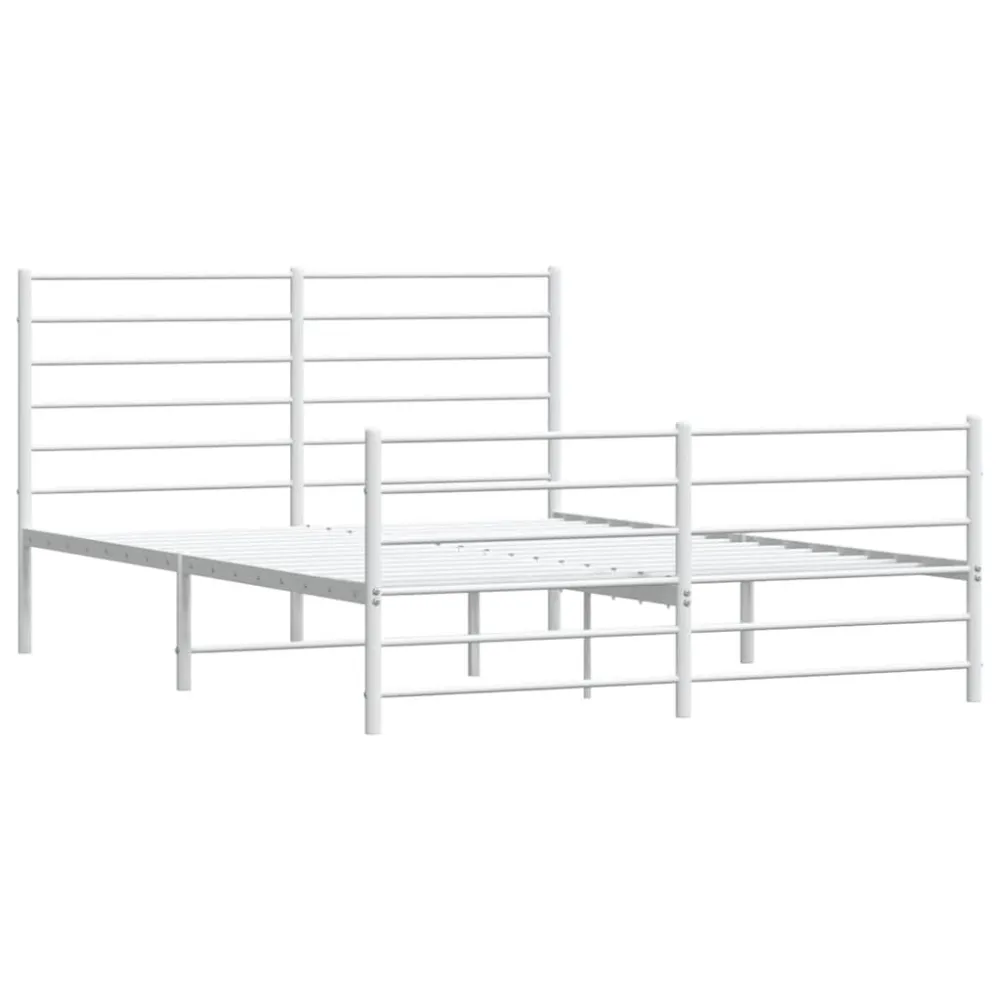 Bedframe met hoofd- en voeteneinde metaal wit 140x200 cm