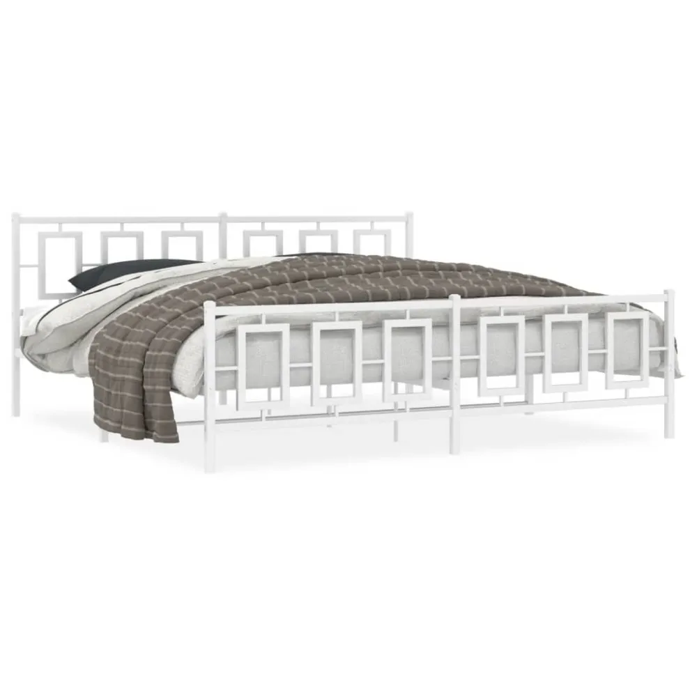 Bedframe met hoofd- en voeteneinde metaal wit 200x200 cm