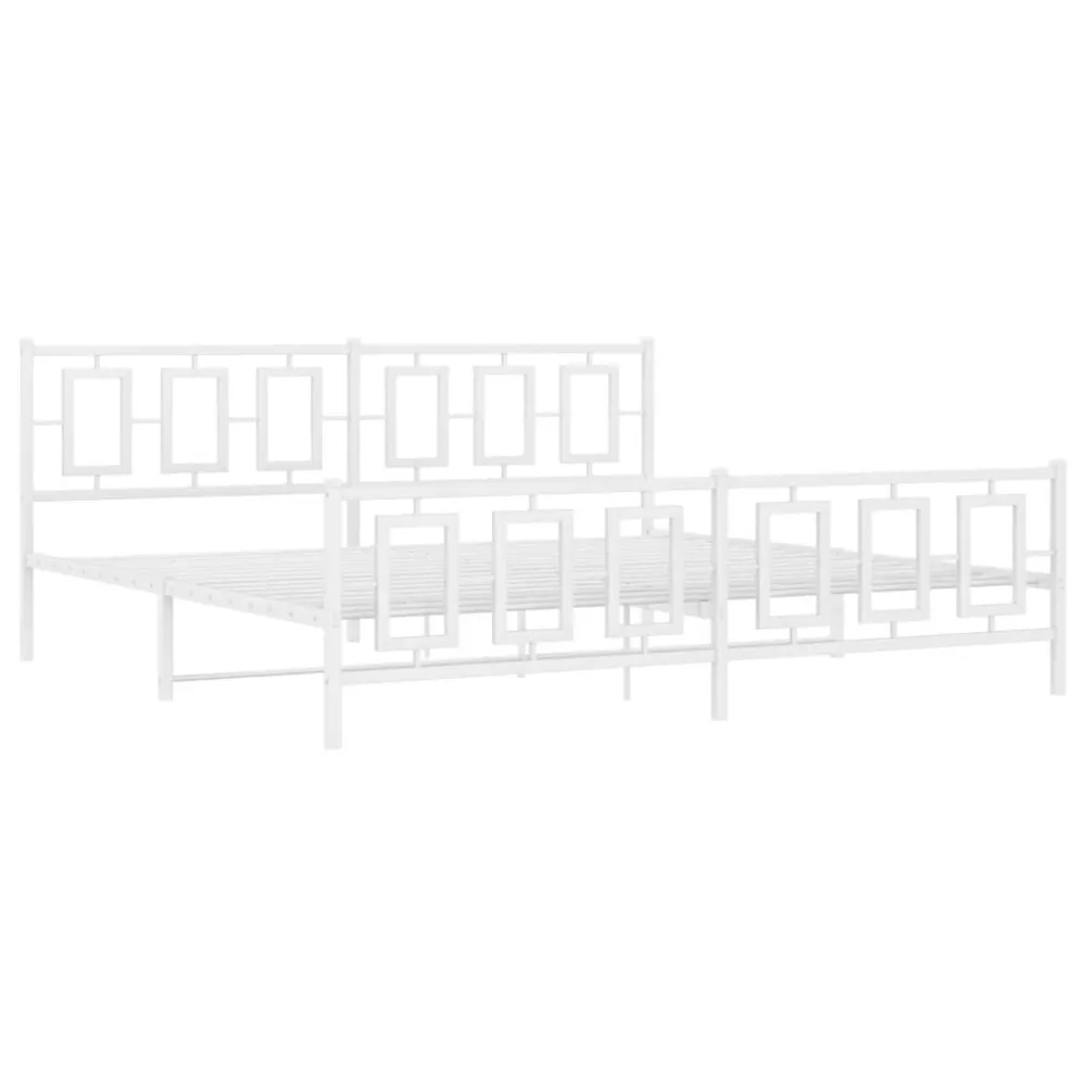 Bedframe met hoofd- en voeteneinde metaal wit 200x200 cm