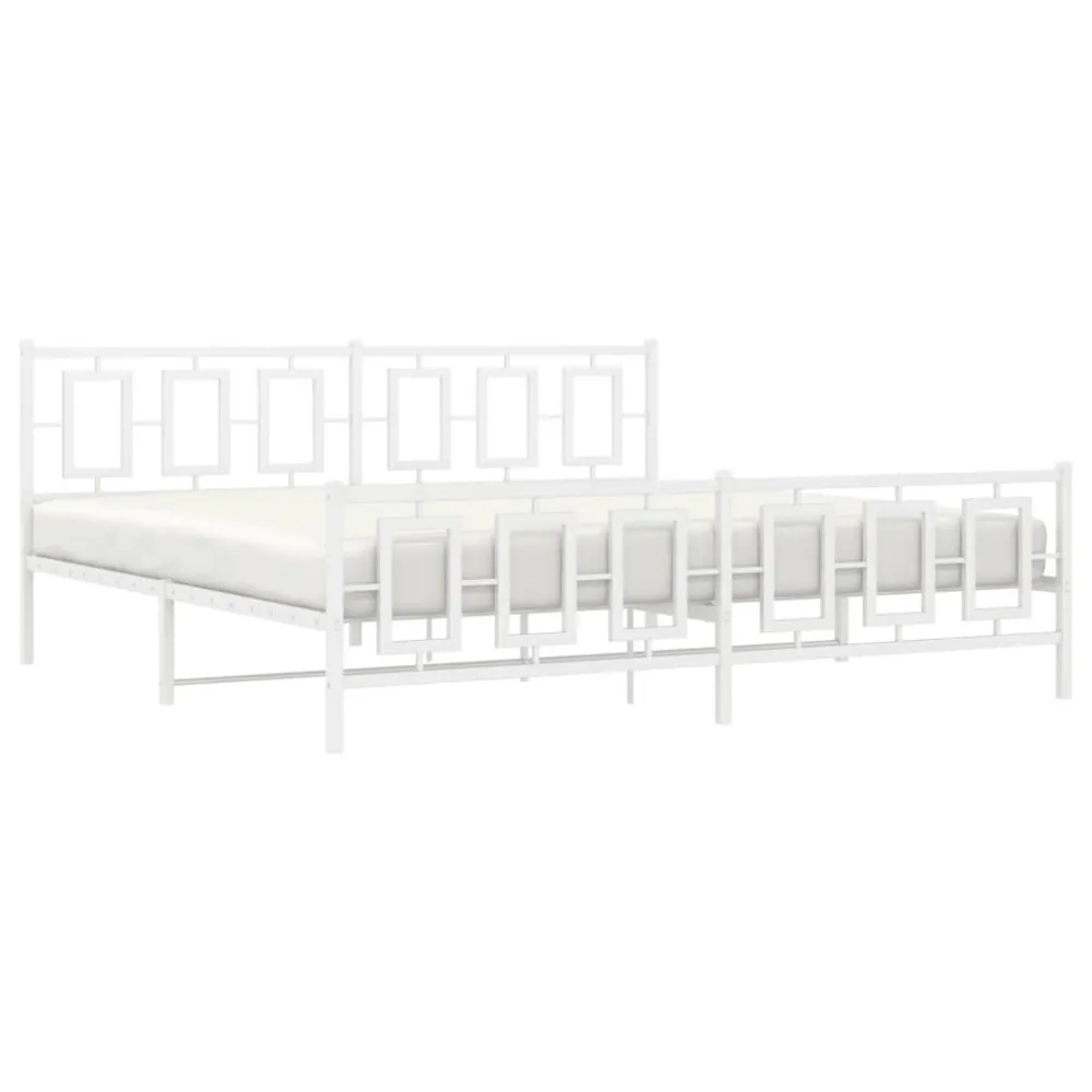Bedframe met hoofd- en voeteneinde metaal wit 200x200 cm
