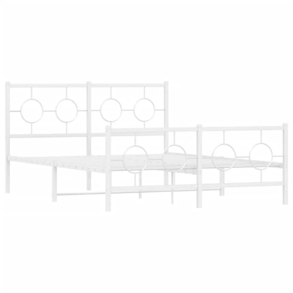 Bedframe met hoofd- en voeteneinde metaal wit 140x200 cm