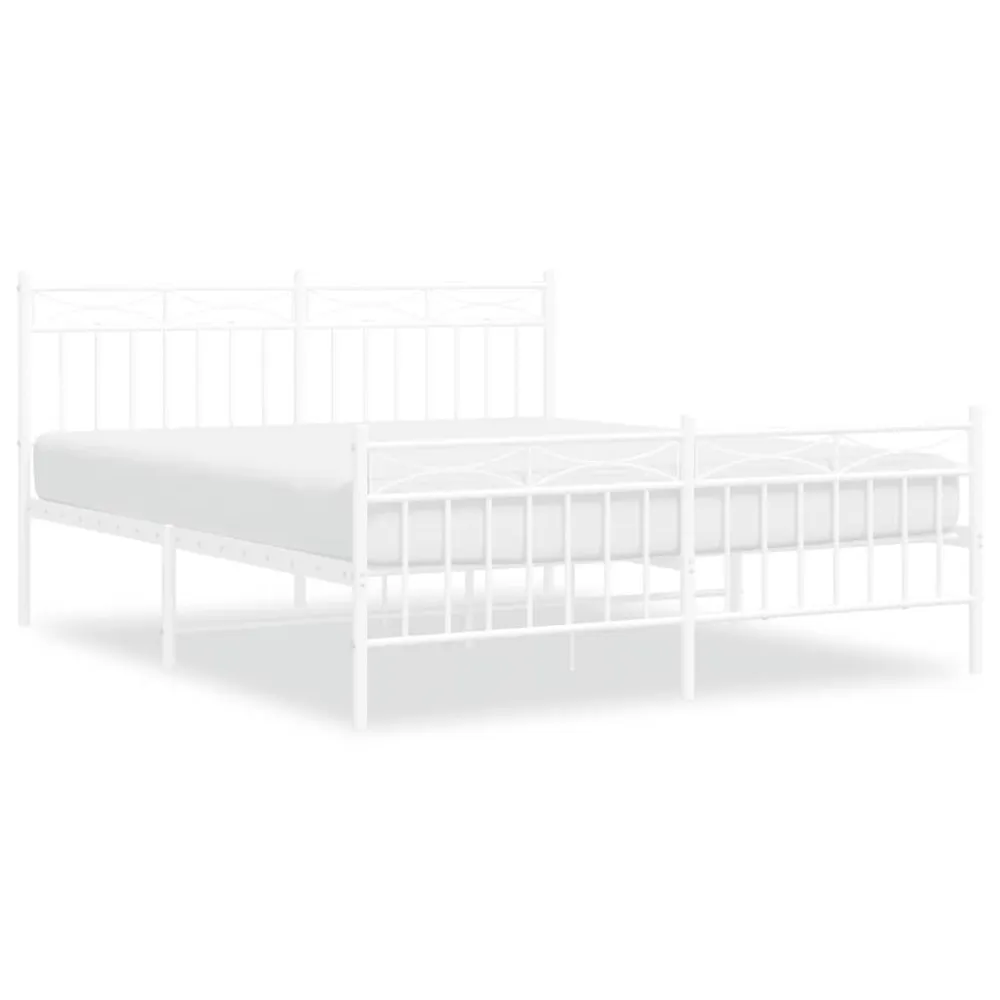 Bedframe met hoofd- en voeteneinde metaal wit 150x200 cm