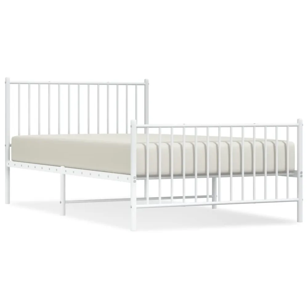 Bedframe met hoofd- en voeteneinde metaal wit 107x203 cm