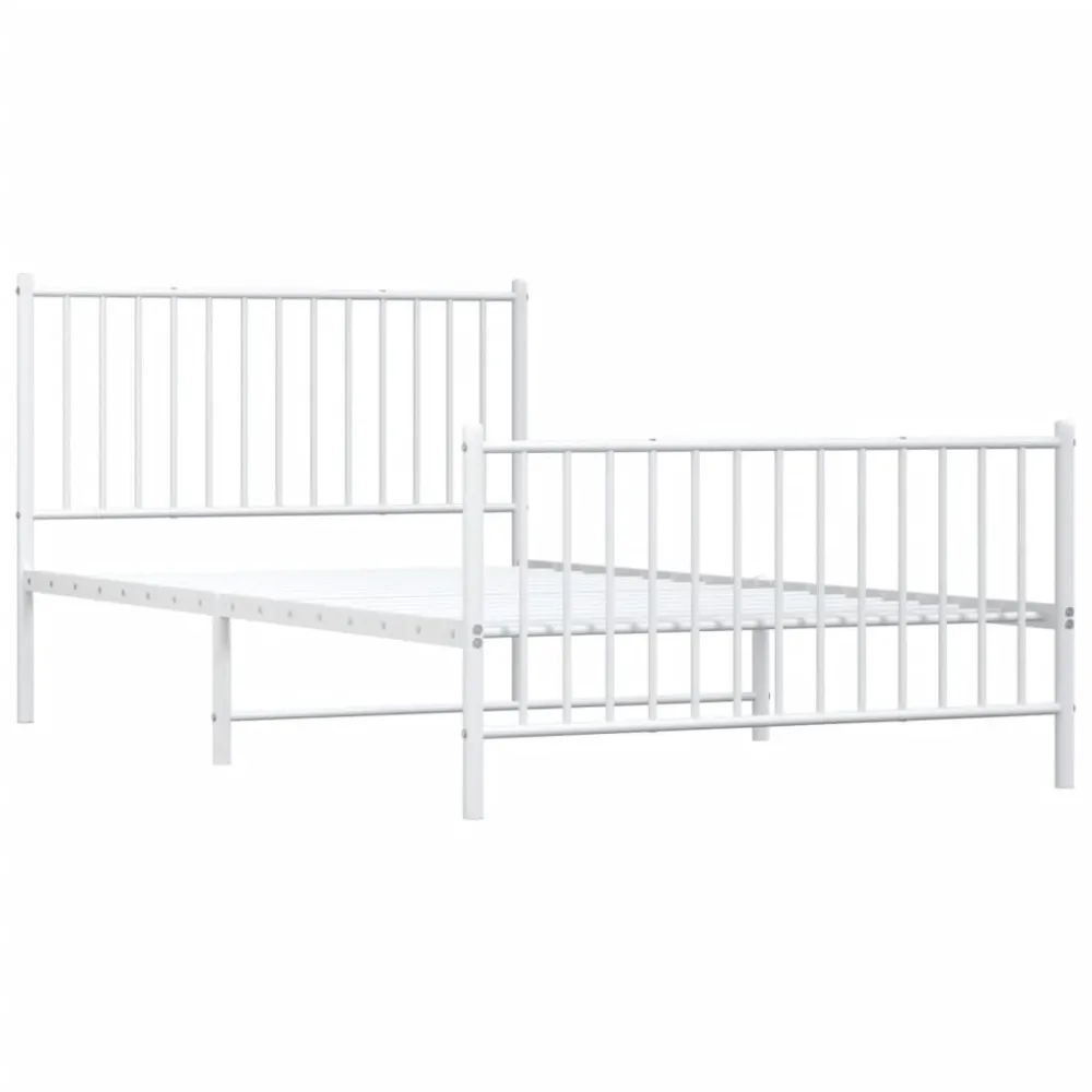 Bedframe met hoofd- en voeteneinde metaal wit 107x203 cm