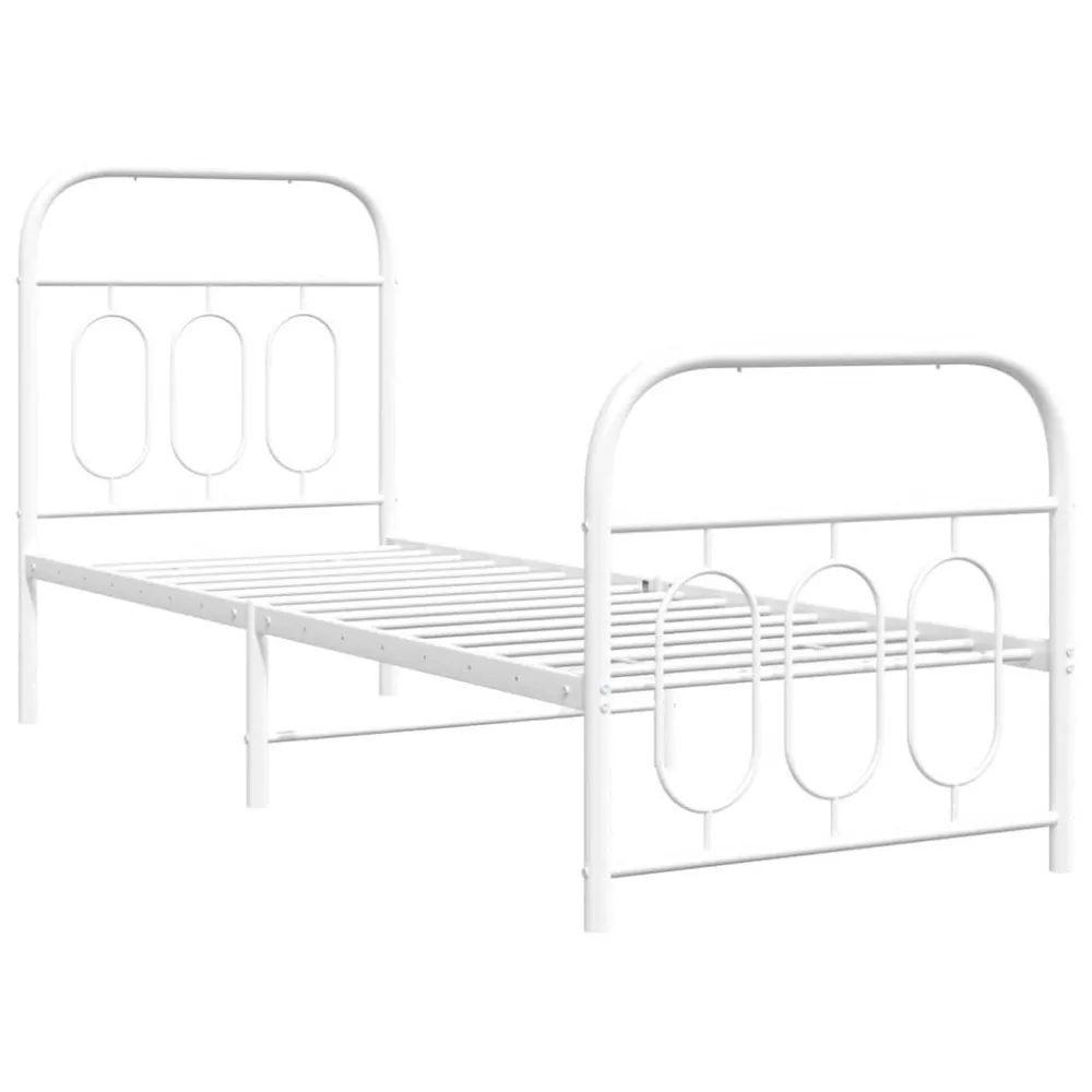 Bedframe met hoofd- en voeteneinde metaal wit 75x190 cm