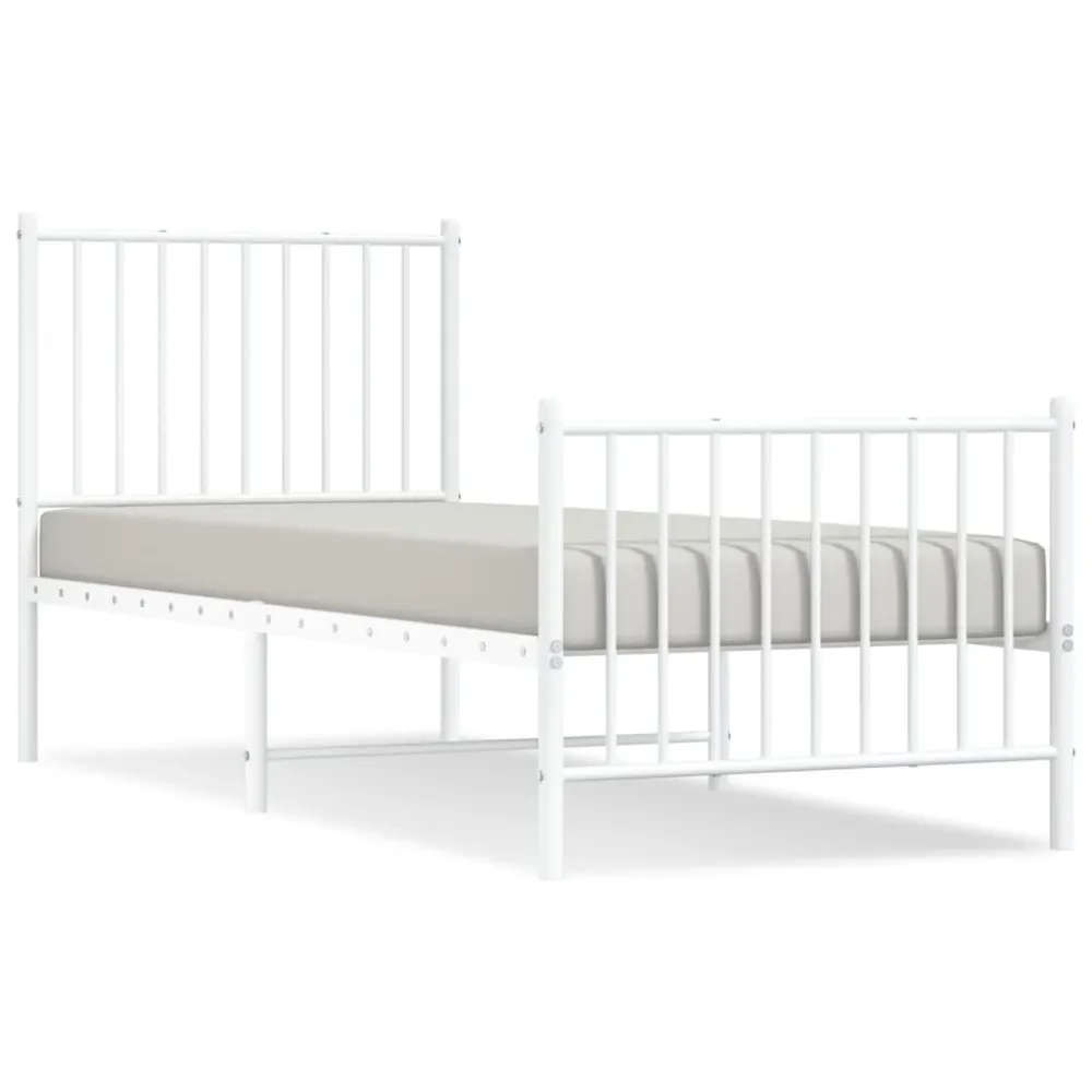 Bedframe met hoofd- en voeteneinde metaal wit 75x190 cm