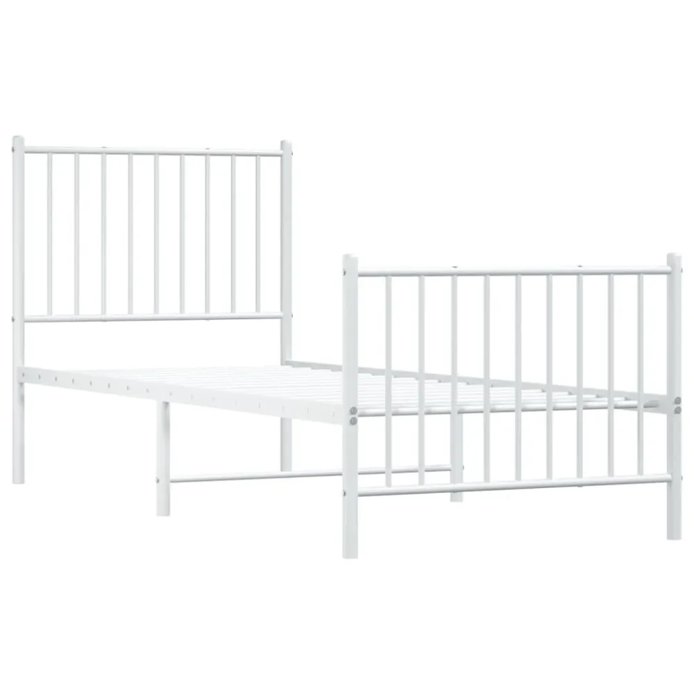 Bedframe met hoofd- en voeteneinde metaal wit 75x190 cm