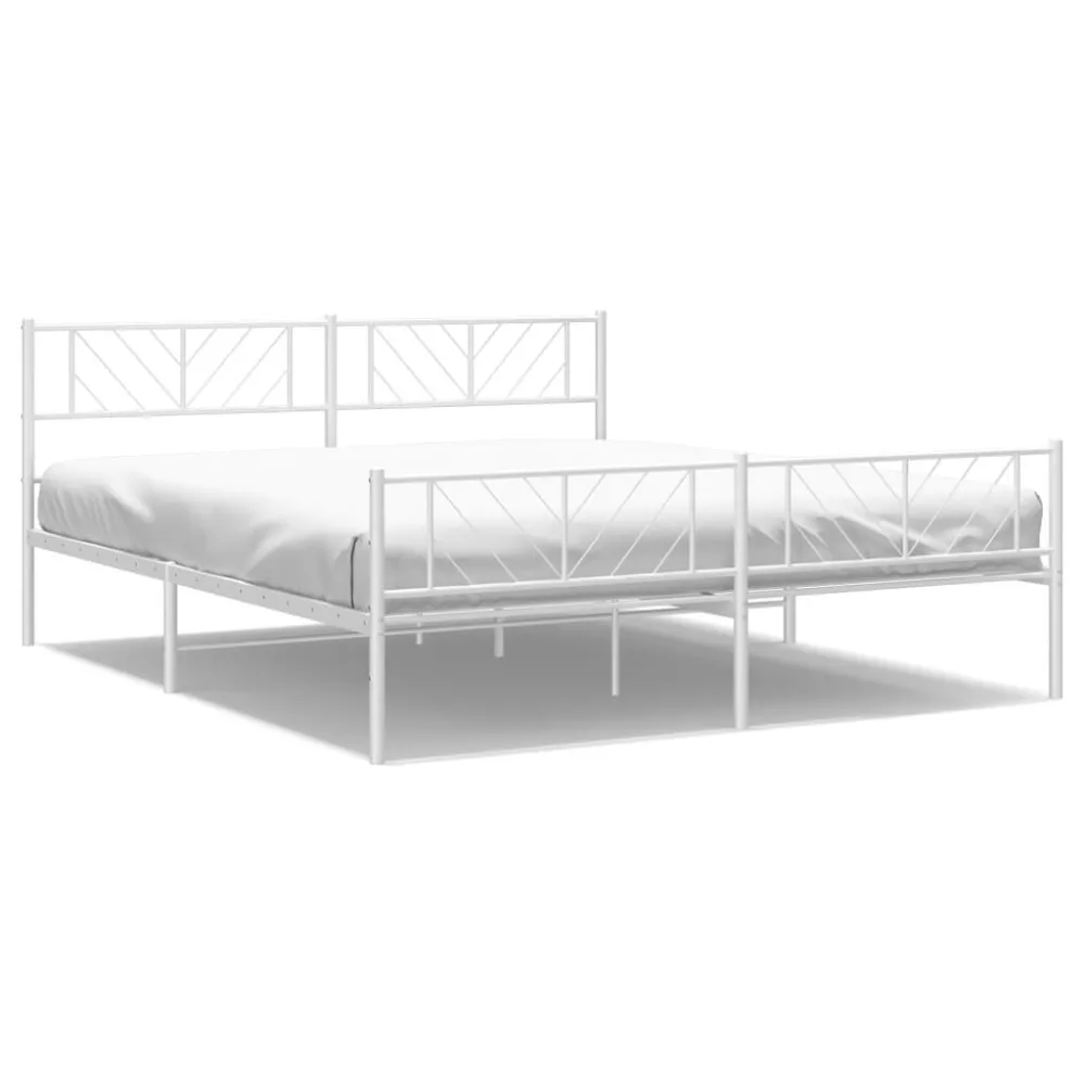 Bedframe met hoofd- en voeteneinde metaal wit 200x200 cm