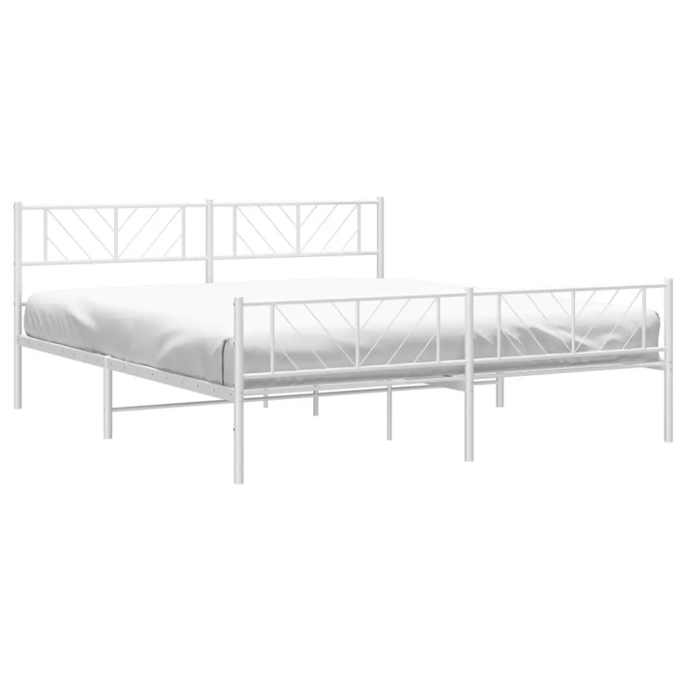 Bedframe met hoofd- en voeteneinde metaal wit 200x200 cm
