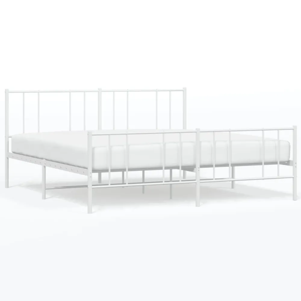 Bedframe met hoofd- en voeteneinde metaal wit 200x200 cm