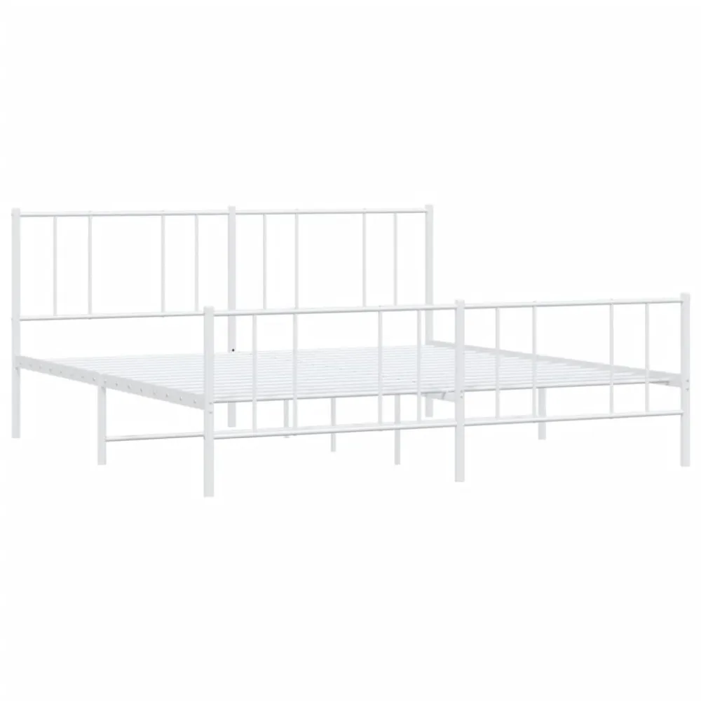 Bedframe met hoofd- en voeteneinde metaal wit 200x200 cm