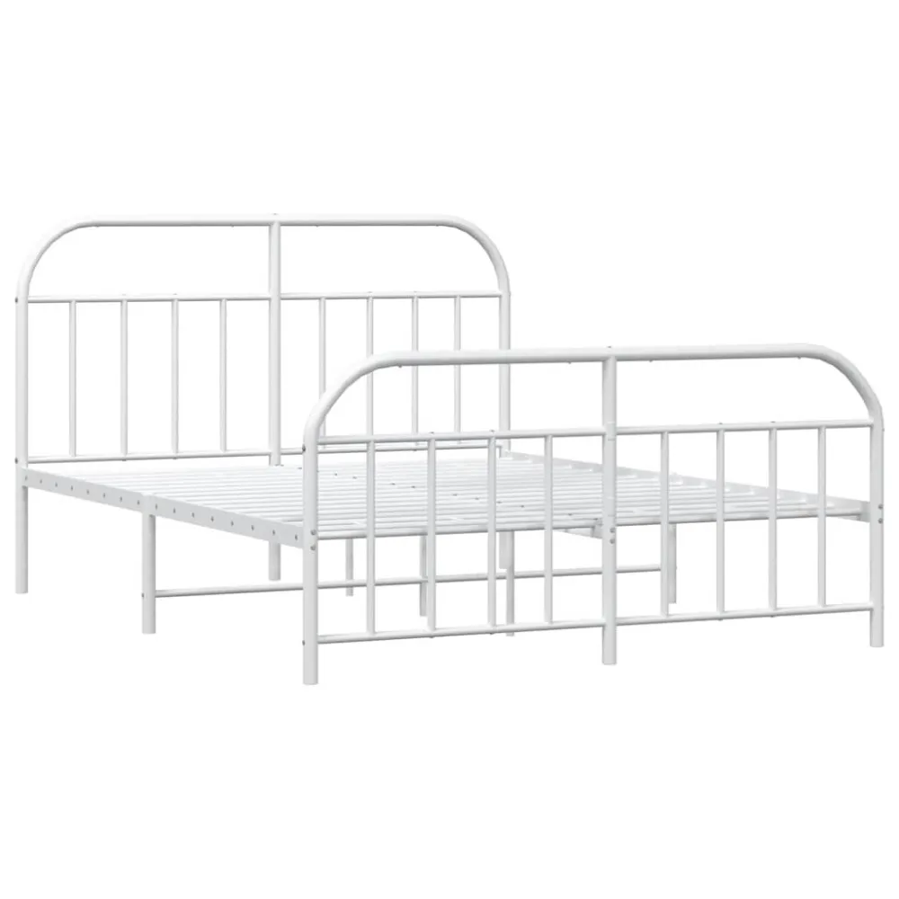 Bedframe met hoofd- en voeteneinde metaal wit 135x190 cm