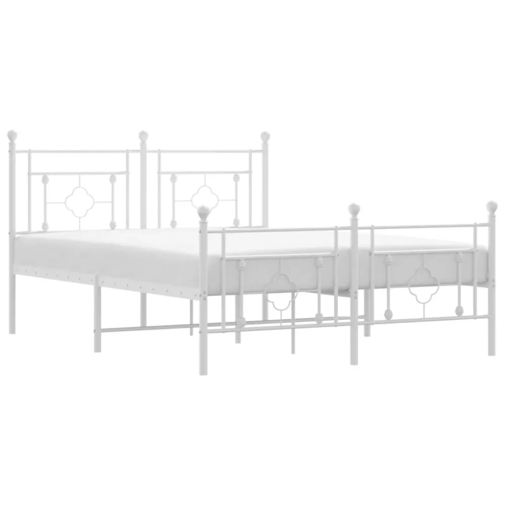 Bedframe met hoofd- en voeteneinde metaal wit 140x200 cm
