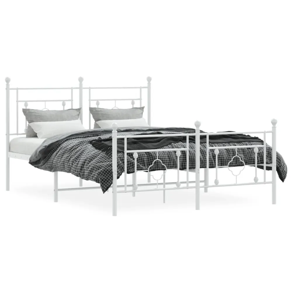 Bedframe met hoofd- en voeteneinde metaal wit 140x200 cm