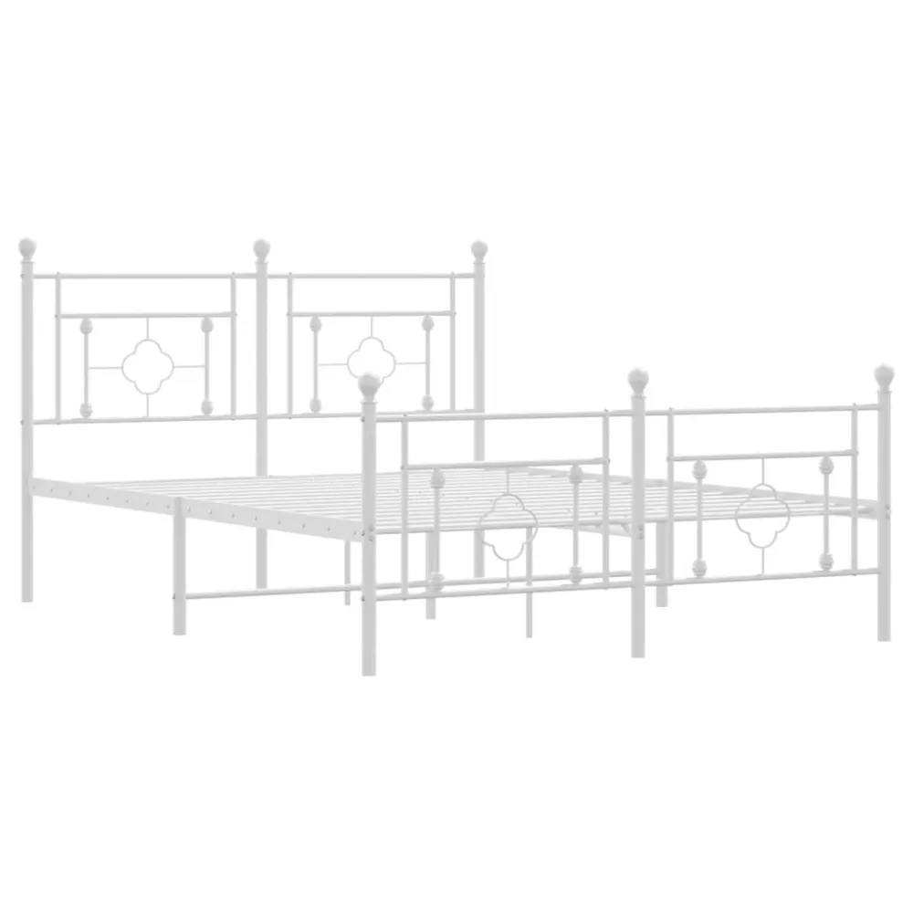 Bedframe met hoofd- en voeteneinde metaal wit 140x200 cm