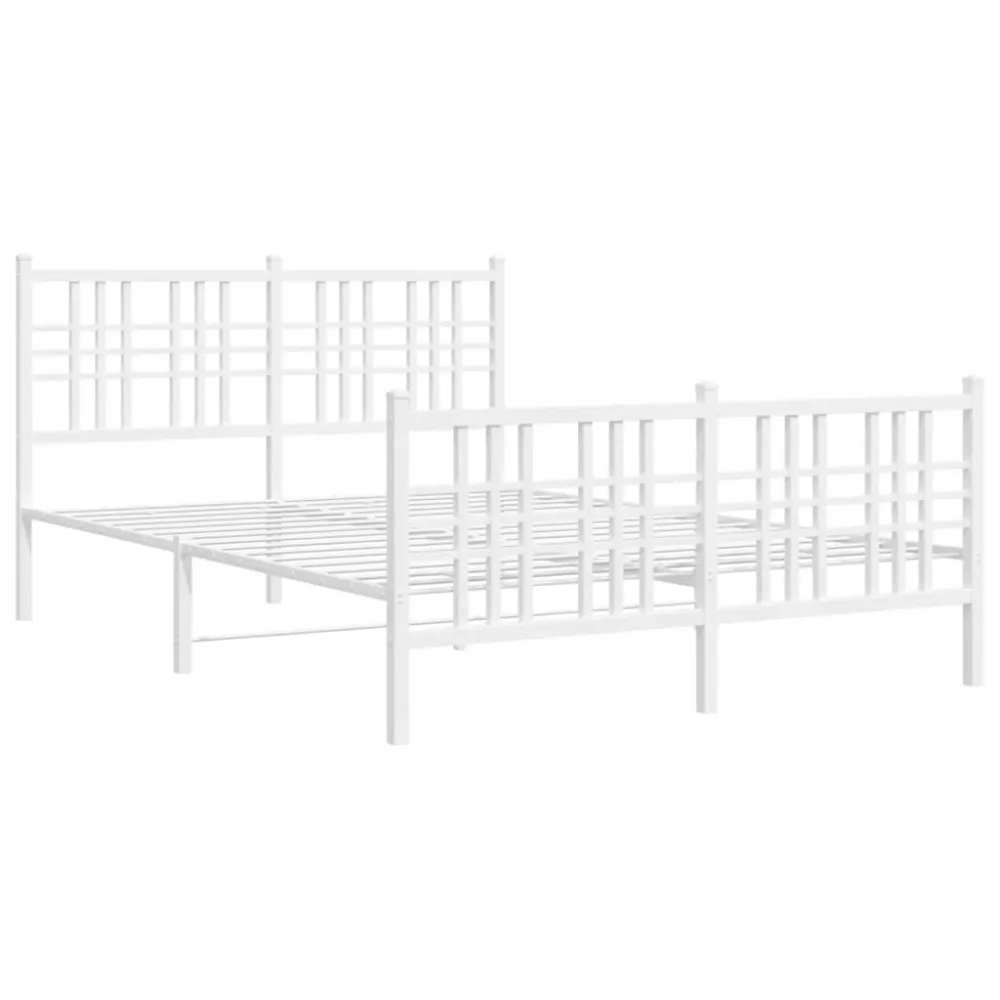 Bedframe met hoofd- en voeteneinde metaal wit 140x200 cm