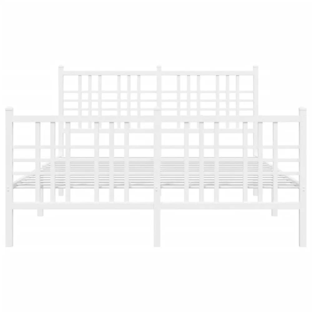 Bedframe met hoofd- en voeteneinde metaal wit 140x200 cm