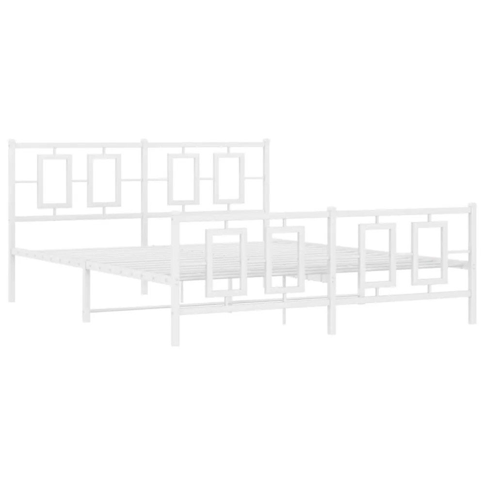 Bedframe met hoofd- en voeteneinde metaal wit 150x200 cm