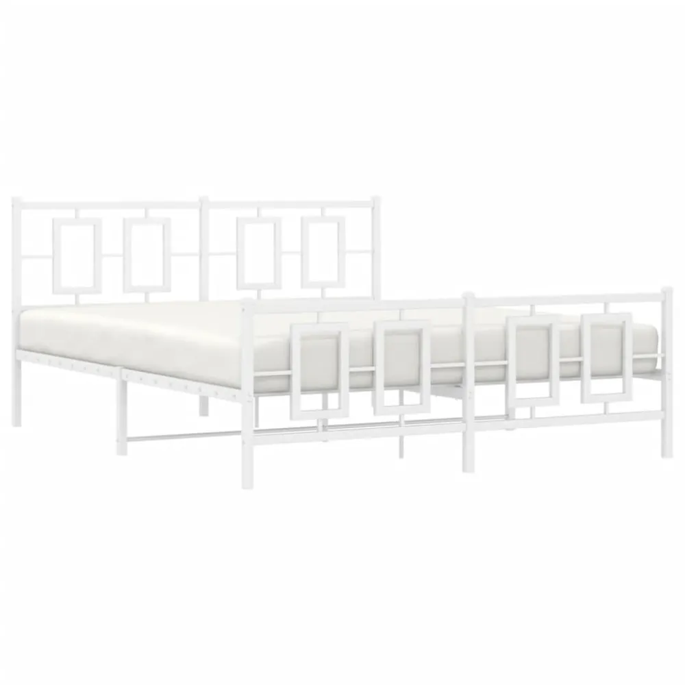 Bedframe met hoofd- en voeteneinde metaal wit 150x200 cm