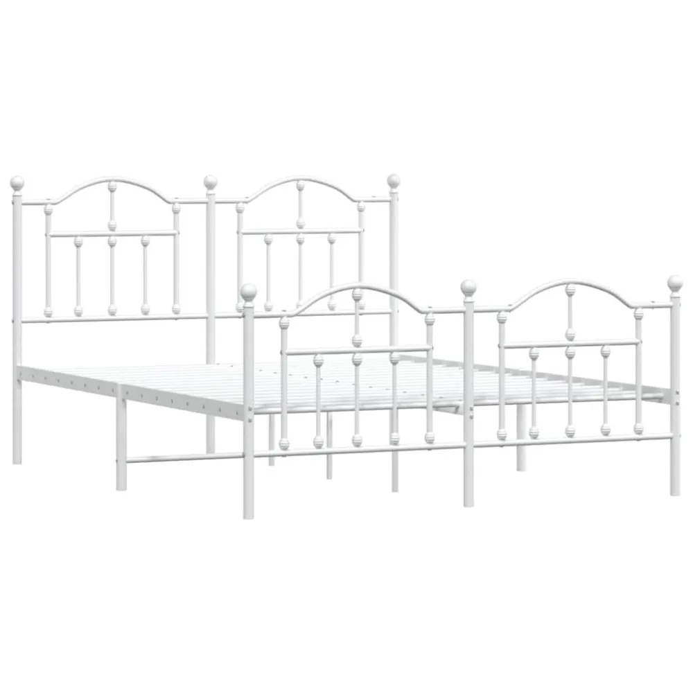 Bedframe met hoofd- en voeteneinde metaal wit 140x190 cm