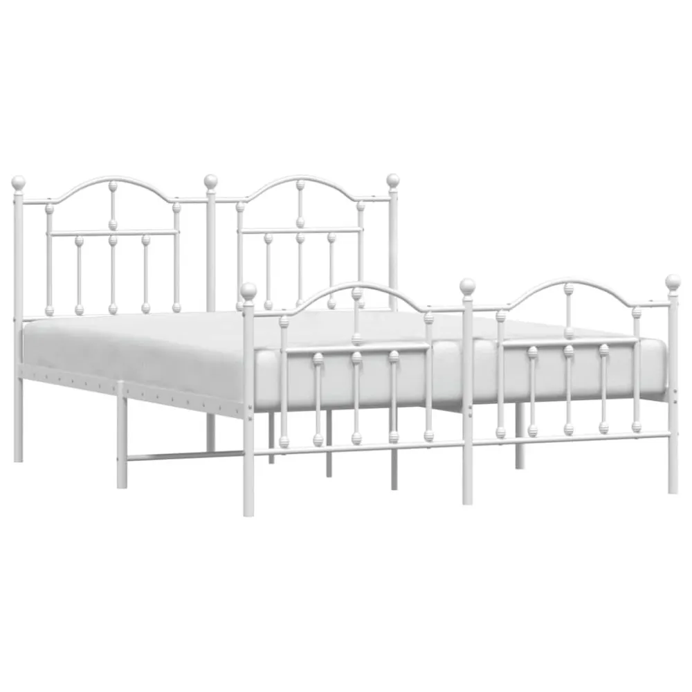 Bedframe met hoofd- en voeteneinde metaal wit 140x190 cm