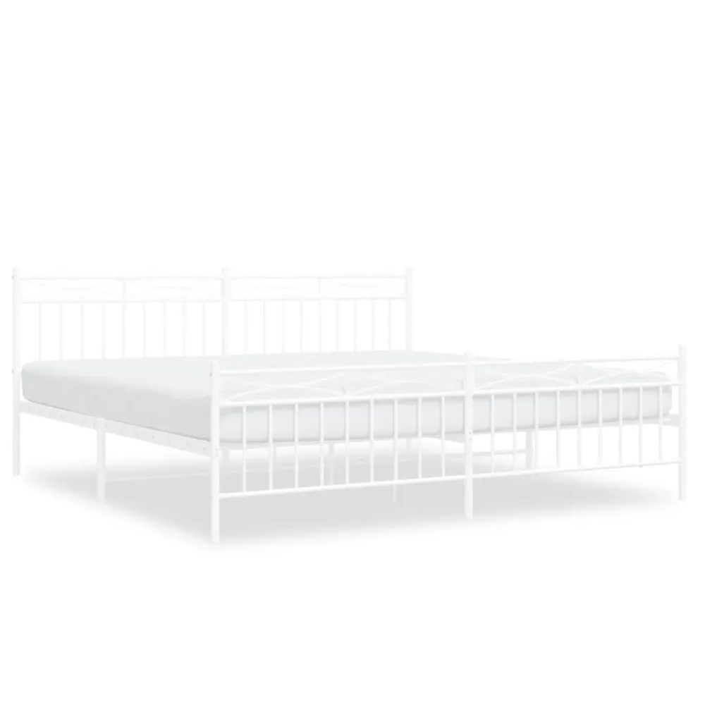 Bedframe met hoofd- en voeteneinde metaal wit 200x200 cm