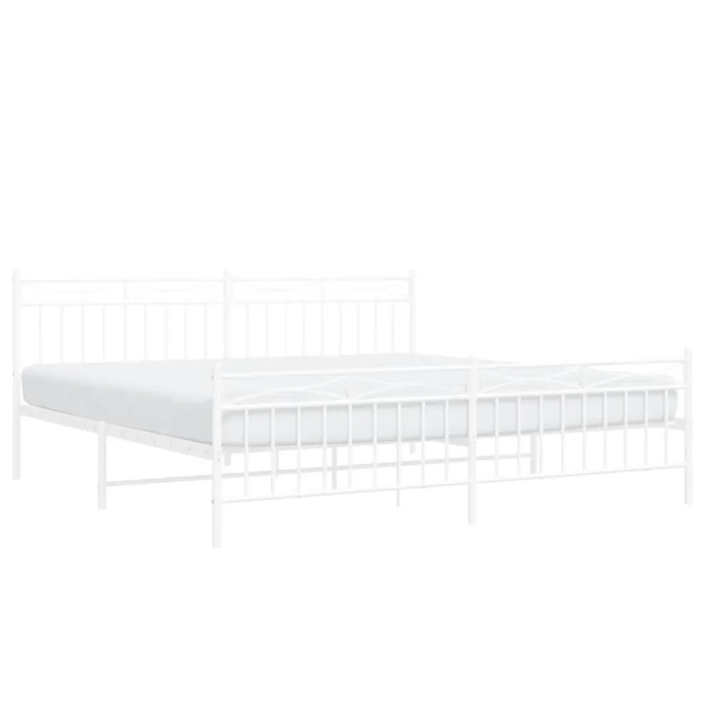 Bedframe met hoofd- en voeteneinde metaal wit 200x200 cm
